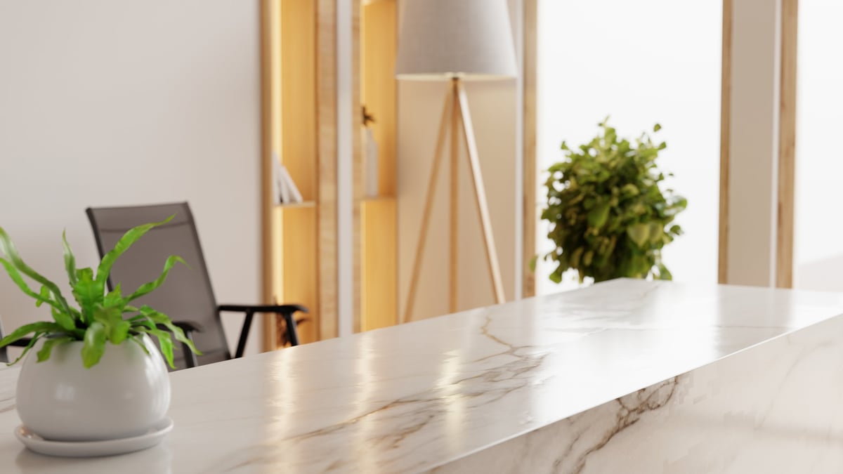 Professional marble polishing results — mirror-finish marble surface in Manhattan